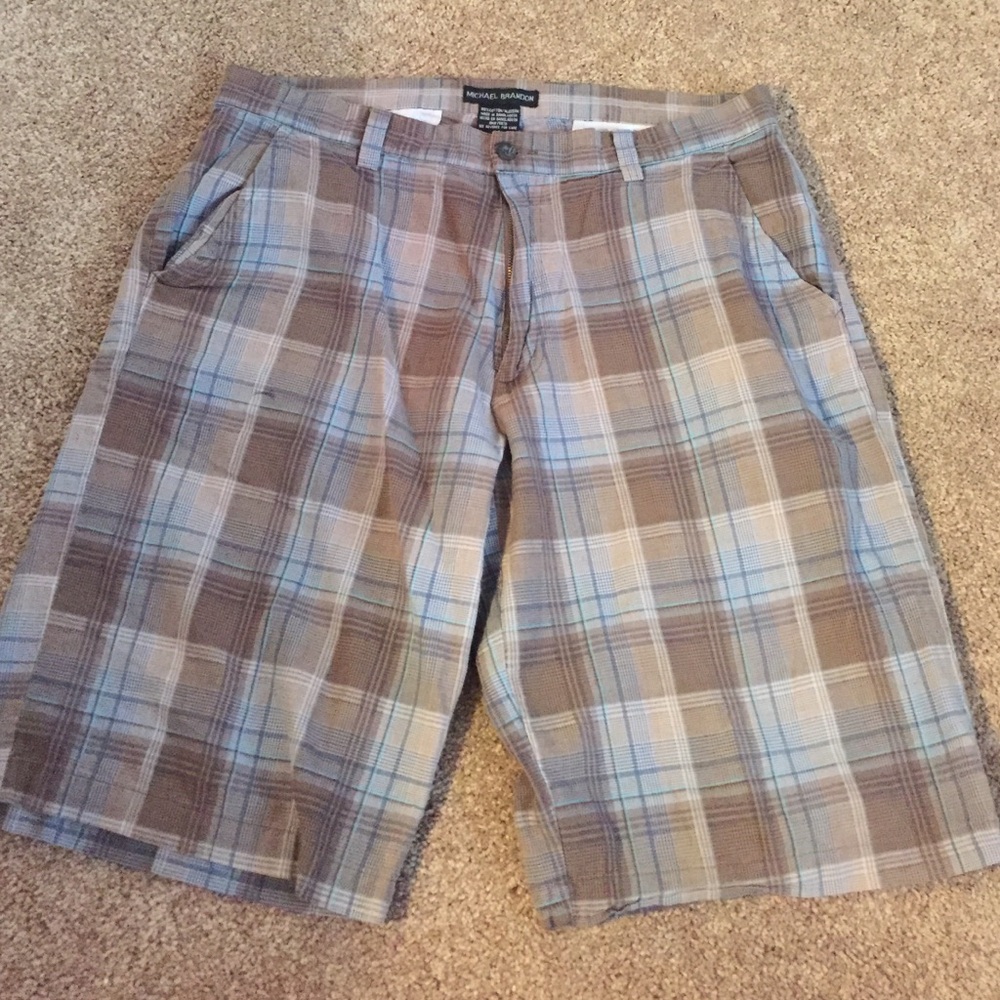michael brandon plaid shorts